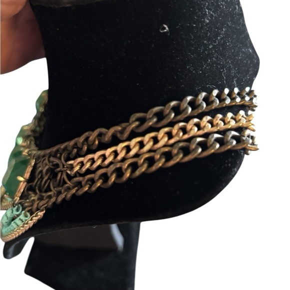 VTG 80’s Faux Jade Costume Layered Twisted Chain Beaded Necklace 20” Choker - Picture 5 of 7